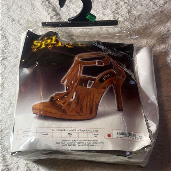 Spirit Halloween fringe heels, brown size 9 NEW - Picture 1 of 5